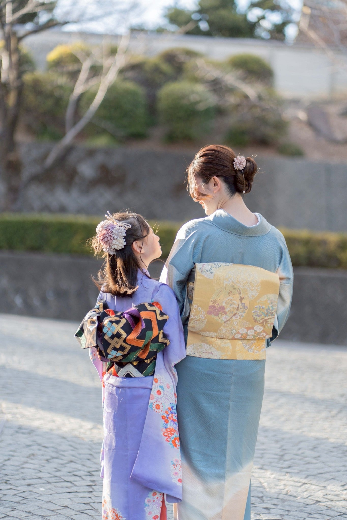 有松絞り 髪飾り 七五三 母娘 コーディネート