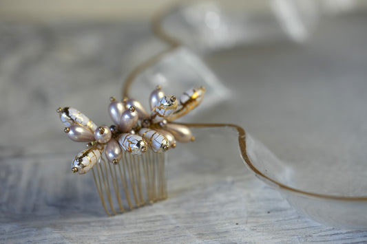 J・V pearl /  drop  flower (hair comb)【black】